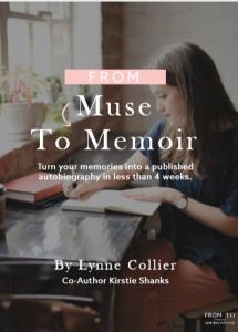 A young woman sitting at a desk writing her memoir.